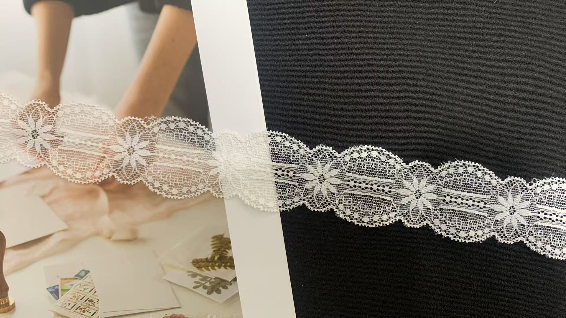 A1T0181 # White Floral French Lace Fabric Stretch Nylon Lace Trim Delicate Elastic Lace Ribbon Garment Lingerie Dress Decoration