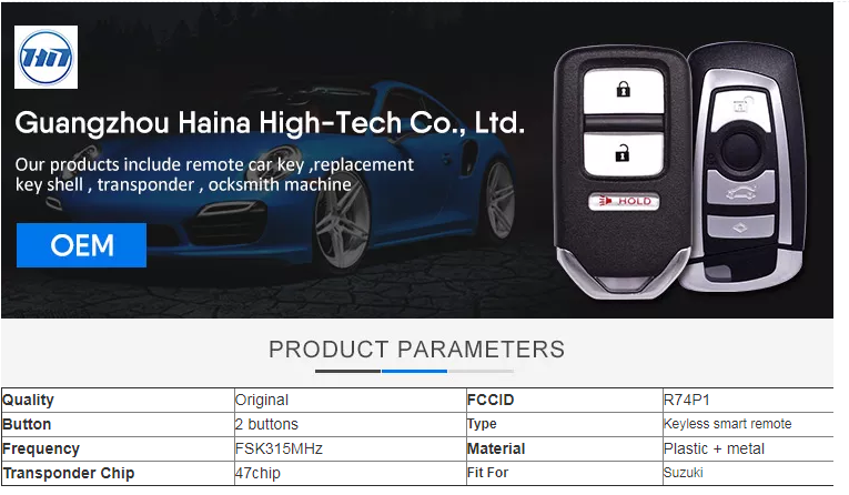 R007-AC0119 Remote Control Folding Car Remote Entry For Suzuki 2 Buttons