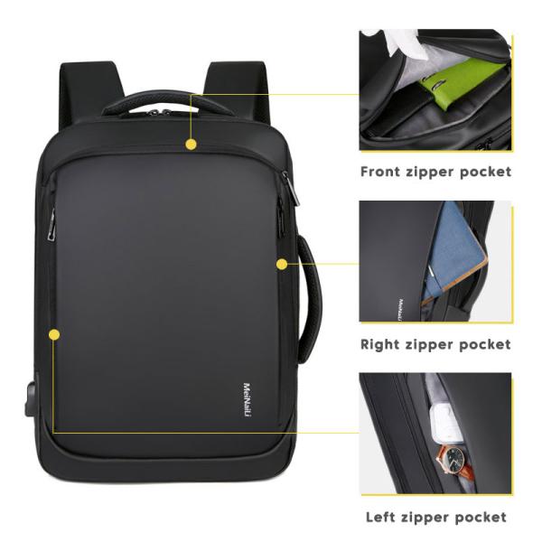 BSCI Business Laptop Backpack 15.6 Inch USB Charging Leather Computer Bag 1000g