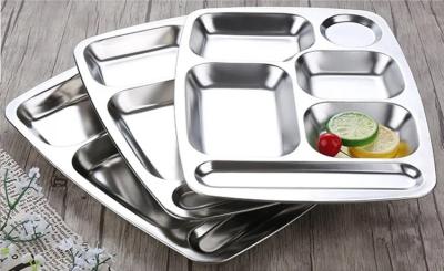Canteen 5 Compartment Steel Plates Tableware And Utensils Eco Friendly
