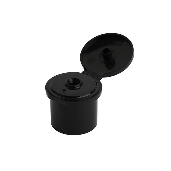 Smooth Plastic Flip Cap Black Shampoo Bottle Tops Customizable