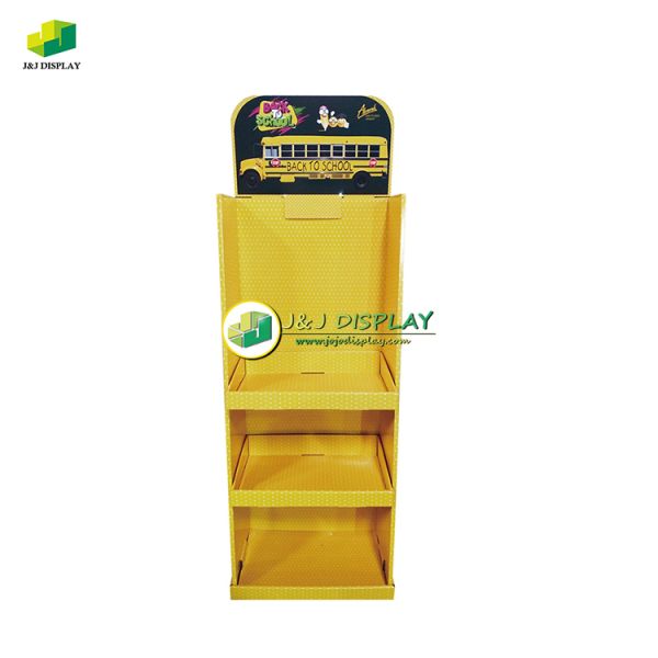Corrugated Cardboard Double E Floor Display Racks Foldable for Retail Promotion