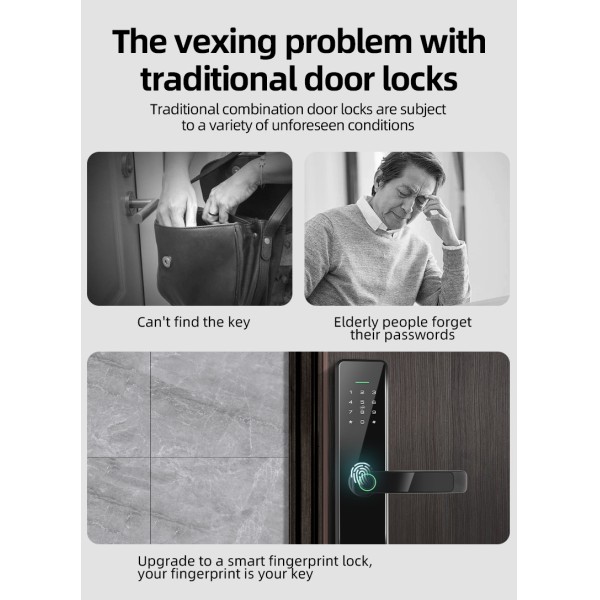 YAGU Ttlock App-controlled Smart Password Biometric Fingerprint Door Lock Fingerprint Password Door Lock Wholesale Factory