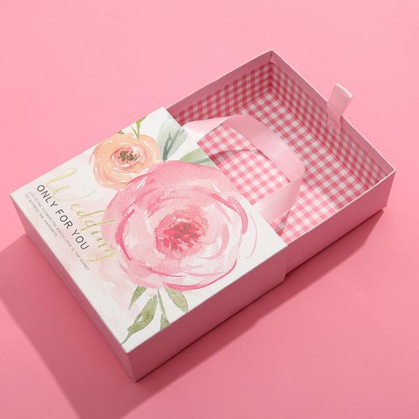 Pink Silk Scarf Jewelry Gift Boxes Bulk Rectangle Hand Cosmetics Box