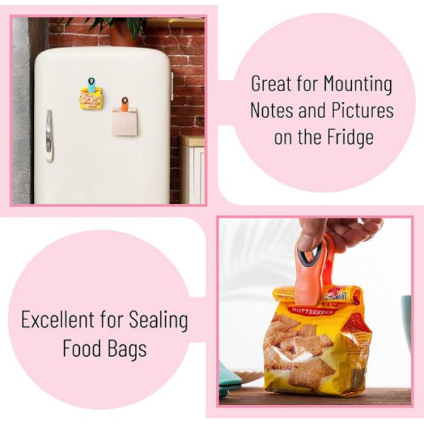 Красочные зажимы PP TPR сумки пластиковые магнитные на холодильник 3 дюйма