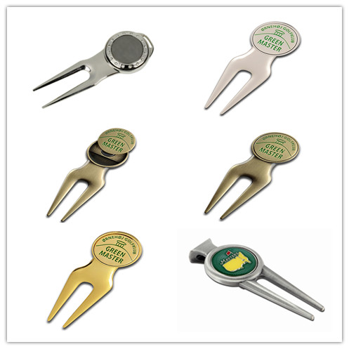 Copper Metal Golf Repair Tool , Promotional Gift Personalized Divot Tool Pitchfork