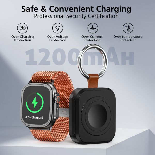 Mini Watch Cordless Power Bank Wireless 1500mAh Magnetic PD Portable Keychain Charger