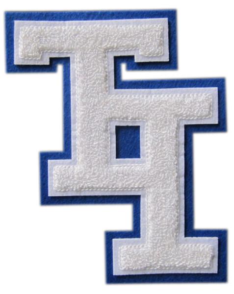 Heat Pressed PMS Color Chenille Sports Patches Merrowed Border