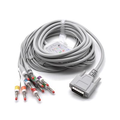 Nihon Kohden 10/12 conduz o cabo do ECG com grabber/banana do resistor 3m/10ft