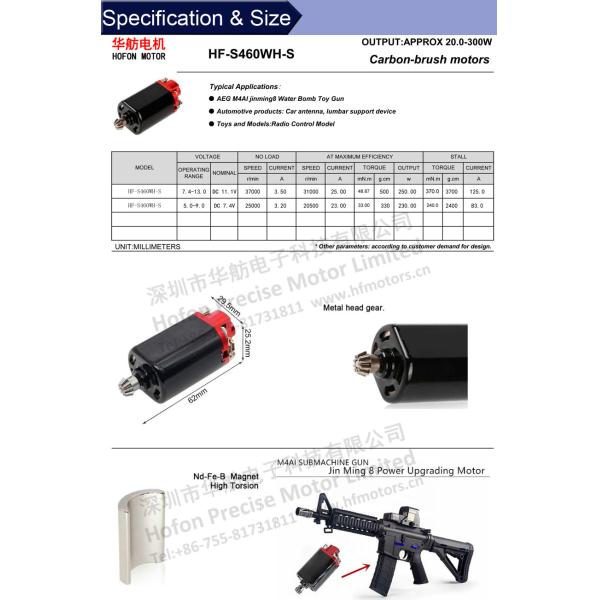 мотор Hofon HF-S460WH-S взрывного устройства геля щетки углерода 11.1V 37000RPM