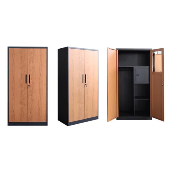 2 Door Metal Wardrobe Cabinet Steel Bedroom Furniture Storage & Closet