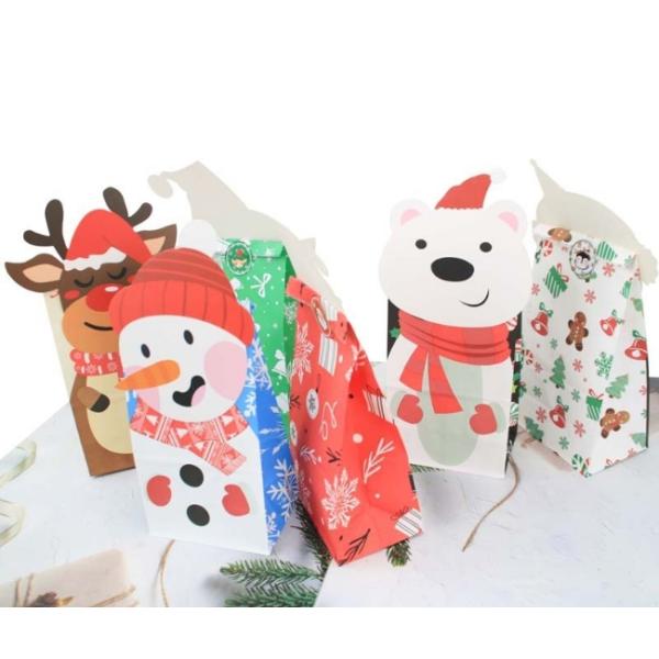 Rectangle 70g White Kraft Paper Christmas Gift Bags Oilproof