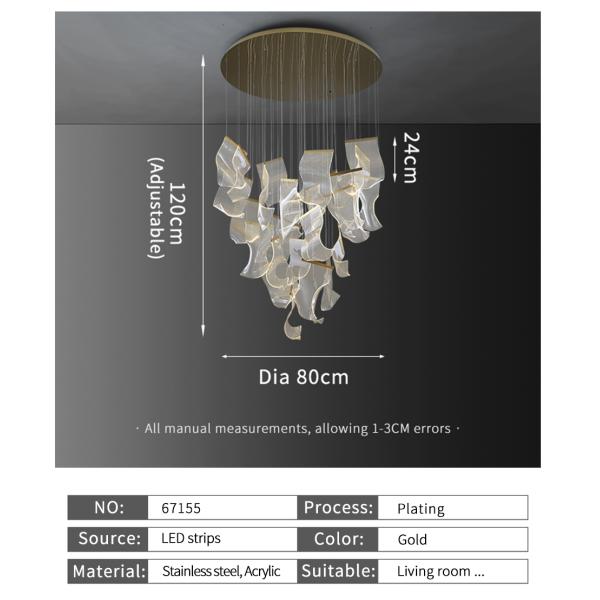 Hall Large Staircase Lighting LED Crystal Chandelier for living room hanging hallway lights(WH-NC-55)