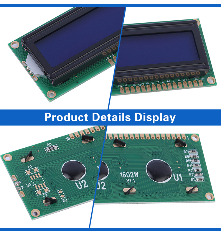Blue Film White Letters 1602W Multiple Word Libraries 02*16 LCD Interface 16PIN Liquid Crystal Display