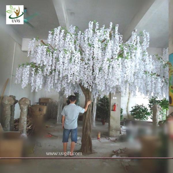 UVG WIS003 china home decor wholesale 4 meters tall white artificial wisteria flowers wedding blossom tree