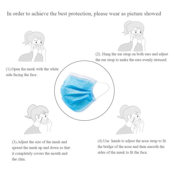 Protective 3 Ply Disposable Surgical Masks Non Woven Examination Type