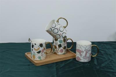 340cc milk Mug With Handle Porcelain Coffee Mug with Real Gold Design for Home office using