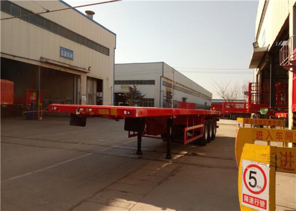 3 Axle Steel Flatbed Semi Trailer For Shipping 40ft Container Transport
