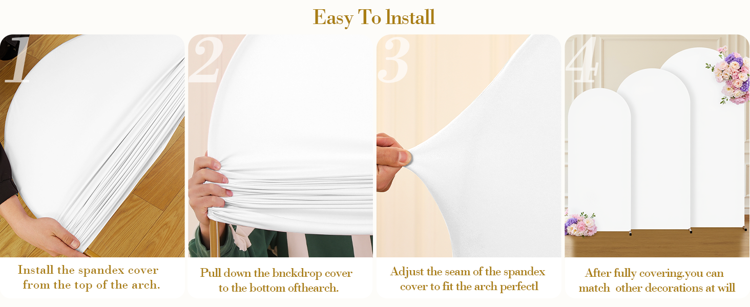 White Arch Covers 3 Set, Arch Backdrop Cover Spandex Wedding Arch Stand Covers
