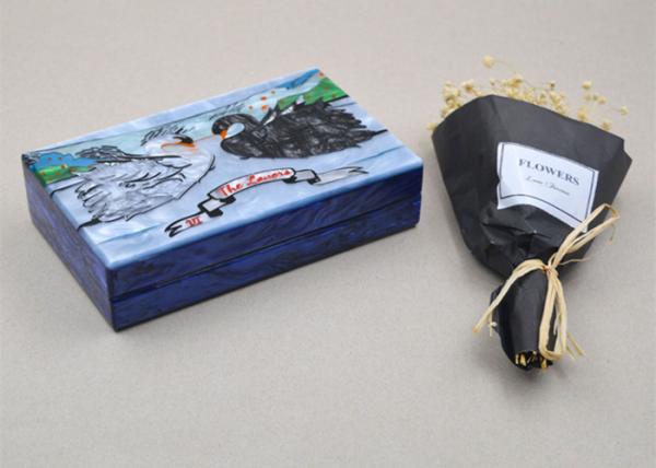 Art Gallery Style Square Clutch Bag Swan Pattern For Ladies , Personalised Acrylic Clutch