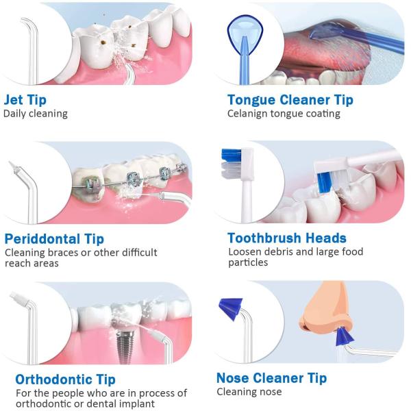 Портативный водяной фланцевый ороситель для полости рта 300 мл зубной чистильщик 24 регулируемое давление электрический оральный флансер для зубов / брекетов