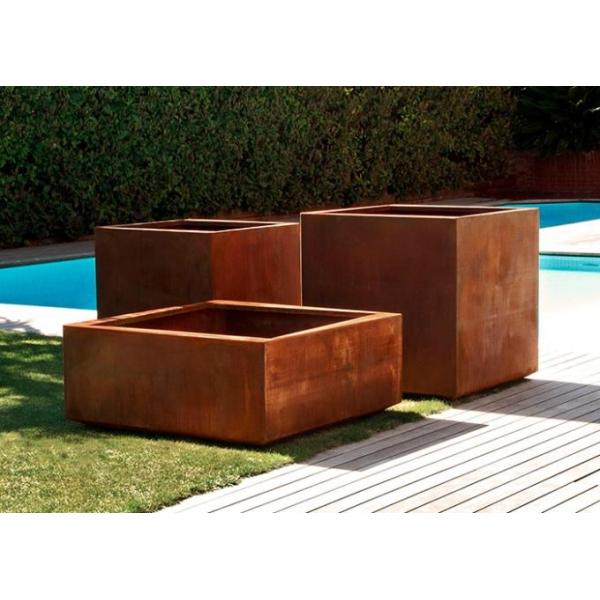 Цветочный горшок коробки плантатора Corten большой ржавой кровати сада металла стальной прямоугольный