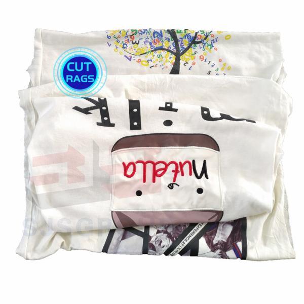 Cotton White Color Printed T Shirt Rags Strong Absorbency Cleaning Cloth Wiping Rags industrial bale of rags