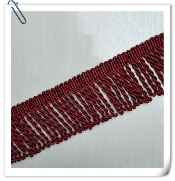 2017 Factory Direct Hot Sales New Style Red Color Rayon Bullion Trimming Brush fringe For Sofa