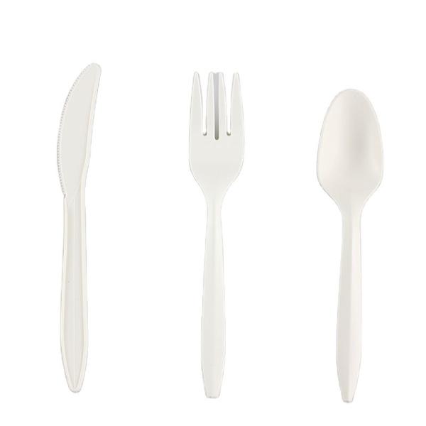 Rice white PLA biodegradable cutlery Disposable spoon fork and knife with Trade Assurance