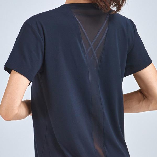 Футболка обнаженных сетки верхних частей йоги рукава женщин чувства женщин короткой шить идущая