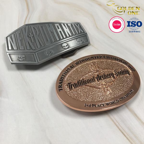 Gold Plated Belt Western Cowboy Buckles Unique Engraved Name Clip For Men