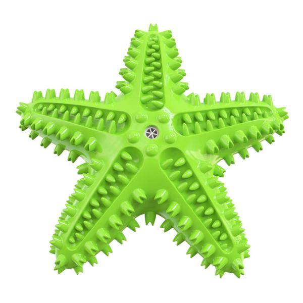 Natural Rubber New Design Starfish Shape Dog Chew Toy Dental Cleaning Toothbrush Squeaky Toy Yellow Green Blue