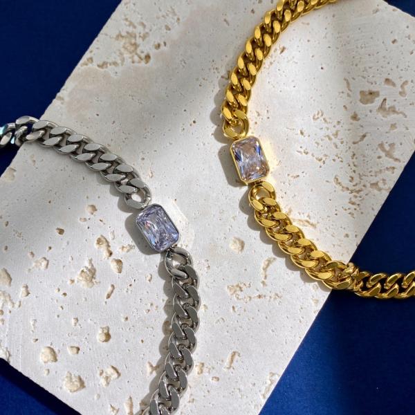 Personalized Stainless Steel CZ Gold Necklace Miami Cuban Link Chain Necklace