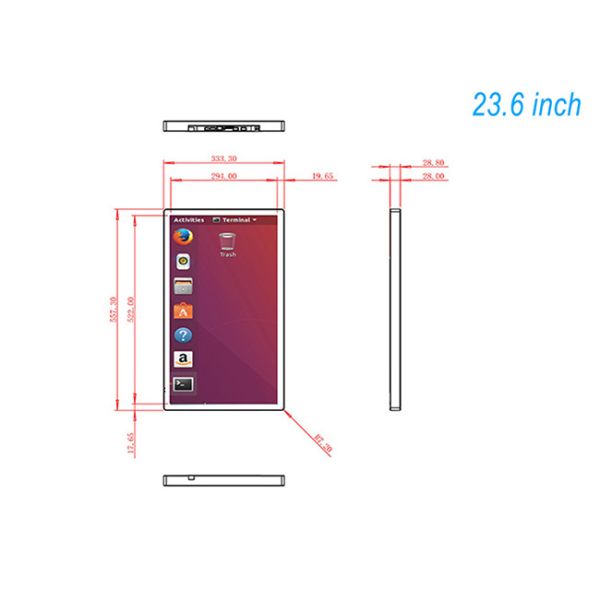 23.6 inch high transmittance intelligent guidance screen Linux system hospital consultation room entrance digital kiosk