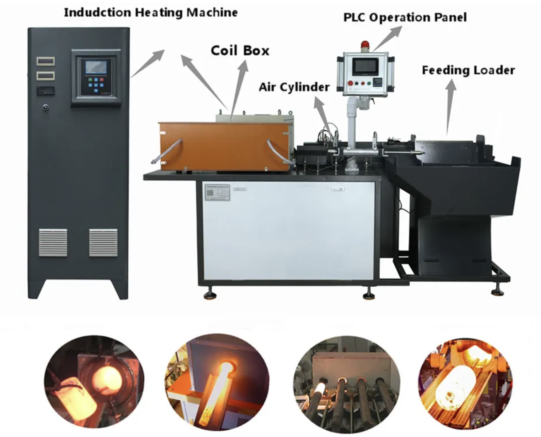 300KW Induction Forging Machine Steel Copper Brass Rod Induction Heater For Forging