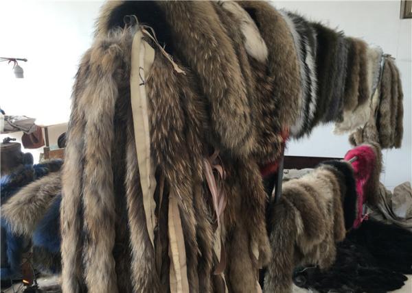 Handmade Black Real Raccon Fur Scarf , 80cm Length Fur Neck Warmer