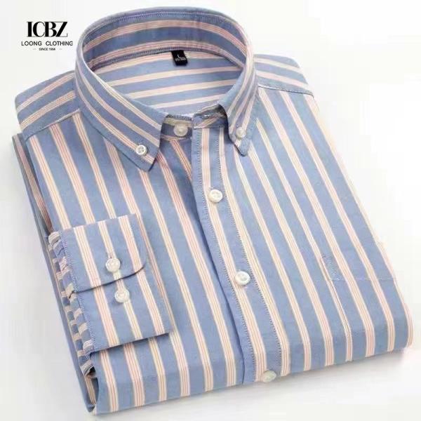 Embroidery Business Vintage Oxford 100% Cotton Working Silk Shirt Print Dress for Men