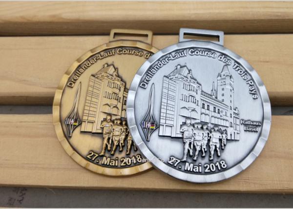 Marathon Running Award Medals By Stamping , Full Relief Zinc Alloy Enamel Medals