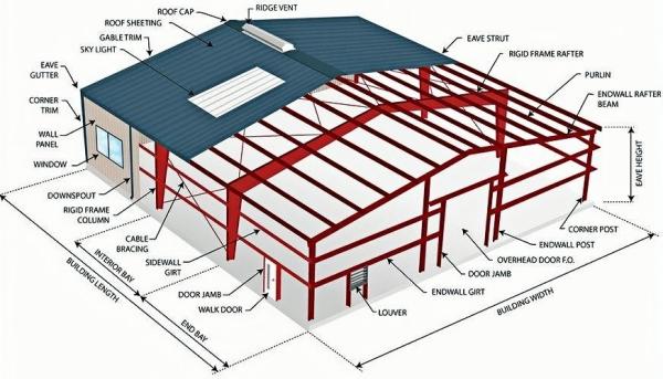 Fabricación de estructuras prefabricadas de acero para edificios comerciales