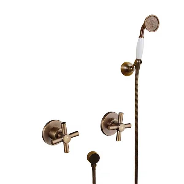 Modern Design Style Bathroom Shower Set Antique Brass Wall Mount Shower Faucet Combo Trim Kit
