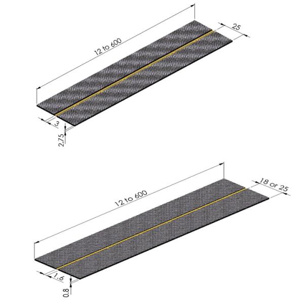 Carbon Kevlar hinge with thickness to 0.5mm and 120kg static load