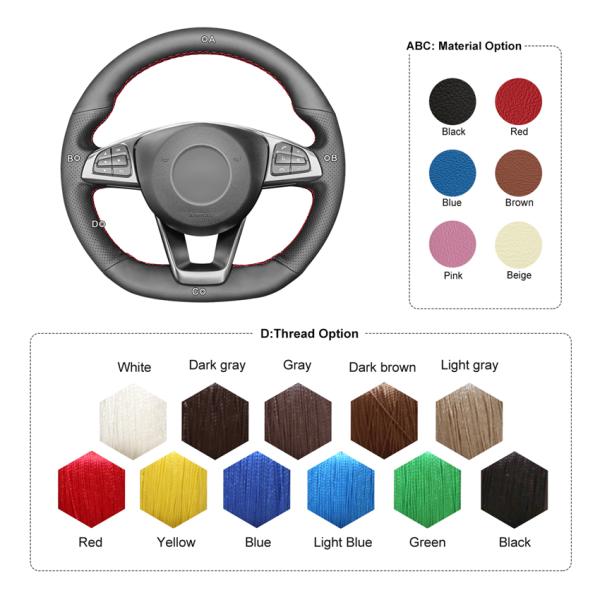 Hand Sewing Steering Wheel Cover for Mercedes C E S SL GLC GLE CLA CLS Class AMG C43