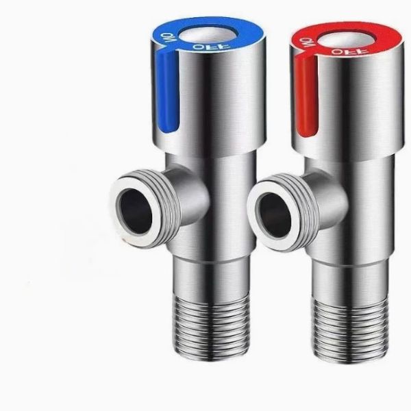 Lead-Free SUS304 Angle Valve Brushed Finish High Pressure Resistant Water Shut-off Valve for Home Plumbing