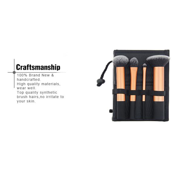 4 Pieces Foundation Makeup Brush Long Handle Duo Fiber Synthetic Hair Case