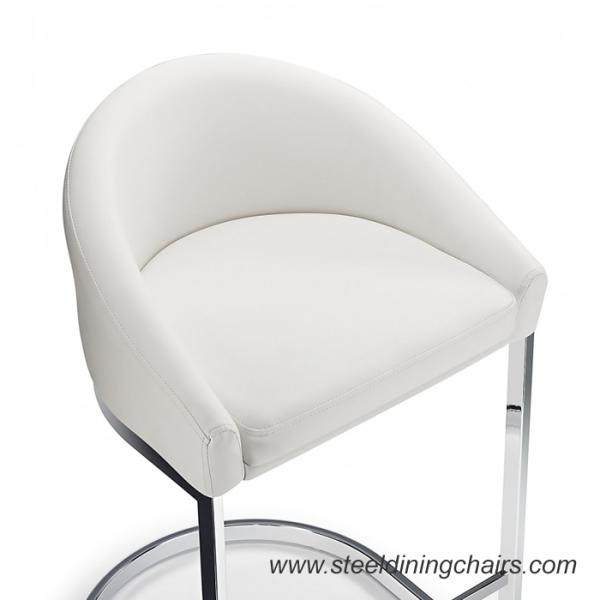 Kitchen Polished Stainless Steel 85CM 51CM White Upholstered Bar Stools