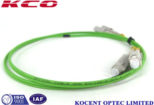 Simplex Sc To Lc Fiber Patch Cable Single Mode / Multimode OM5  Green Color
