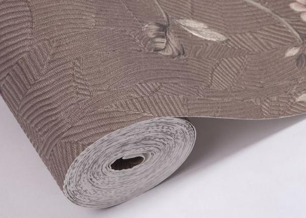 Luxury Coffee Color Country Vinyl Wallpaper With Floral Pattern for Living Room