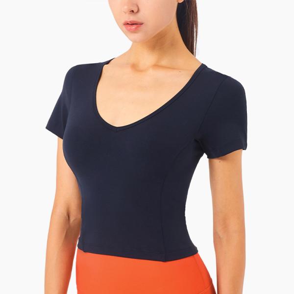 Светлое Nuls сексуальное v - женщин йоги футболки шеи верхние части короткого рукава идущих атлетические