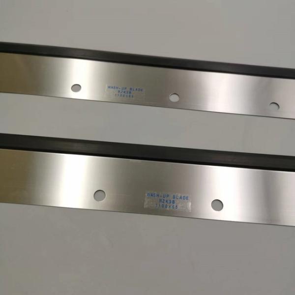 Silver Color Wash Up Blade for Roland Printing Machine with 11 Holes and 1100x65x0.5mm Dimensions