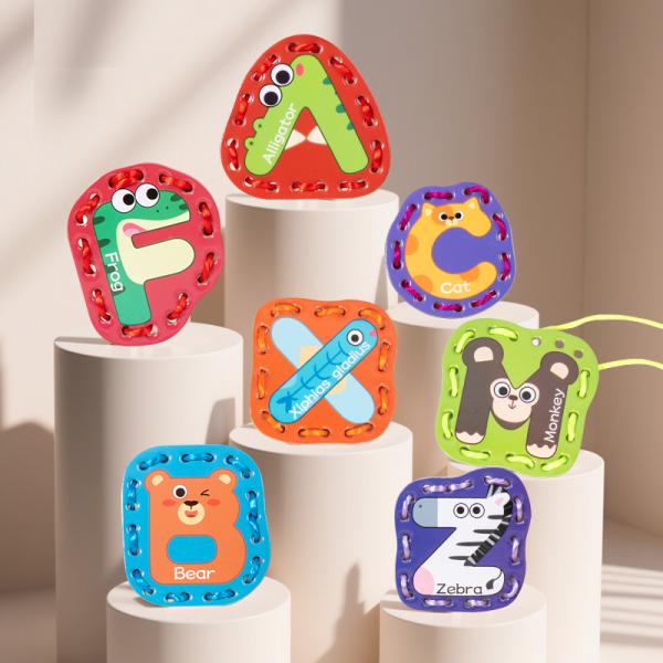 Double Sided Sewing Cards Imagination Development Lacing Toys Games for Children